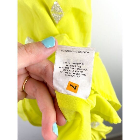 Anthropologie LEIFNOTES Flapper Ponderosa Dress Sequins Yellow Tank Sleeveless 4 - Picture 7 of 14